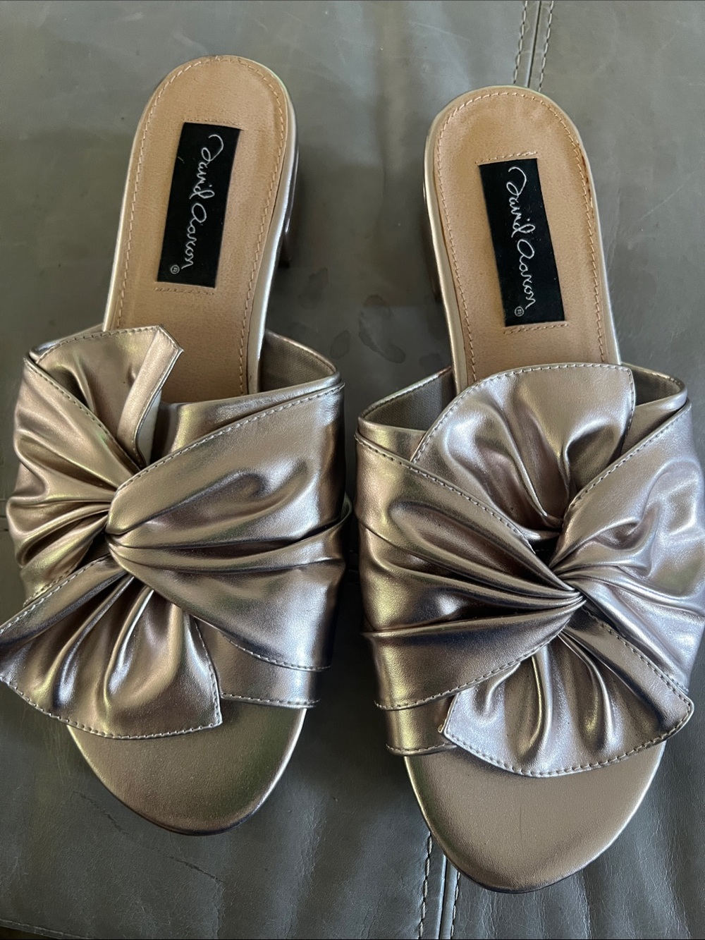 David Duncan metallic  Pewter  Knot Slide Mules